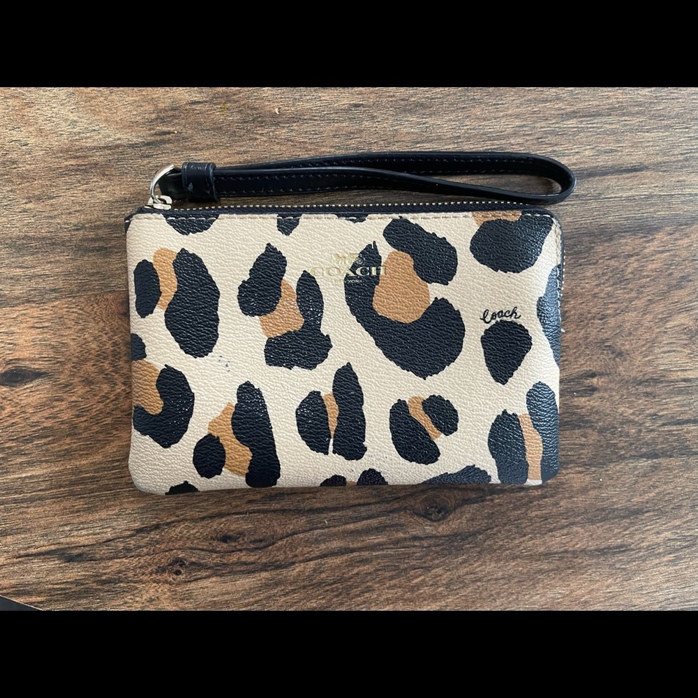 Coach cheetah print wristlet wallet